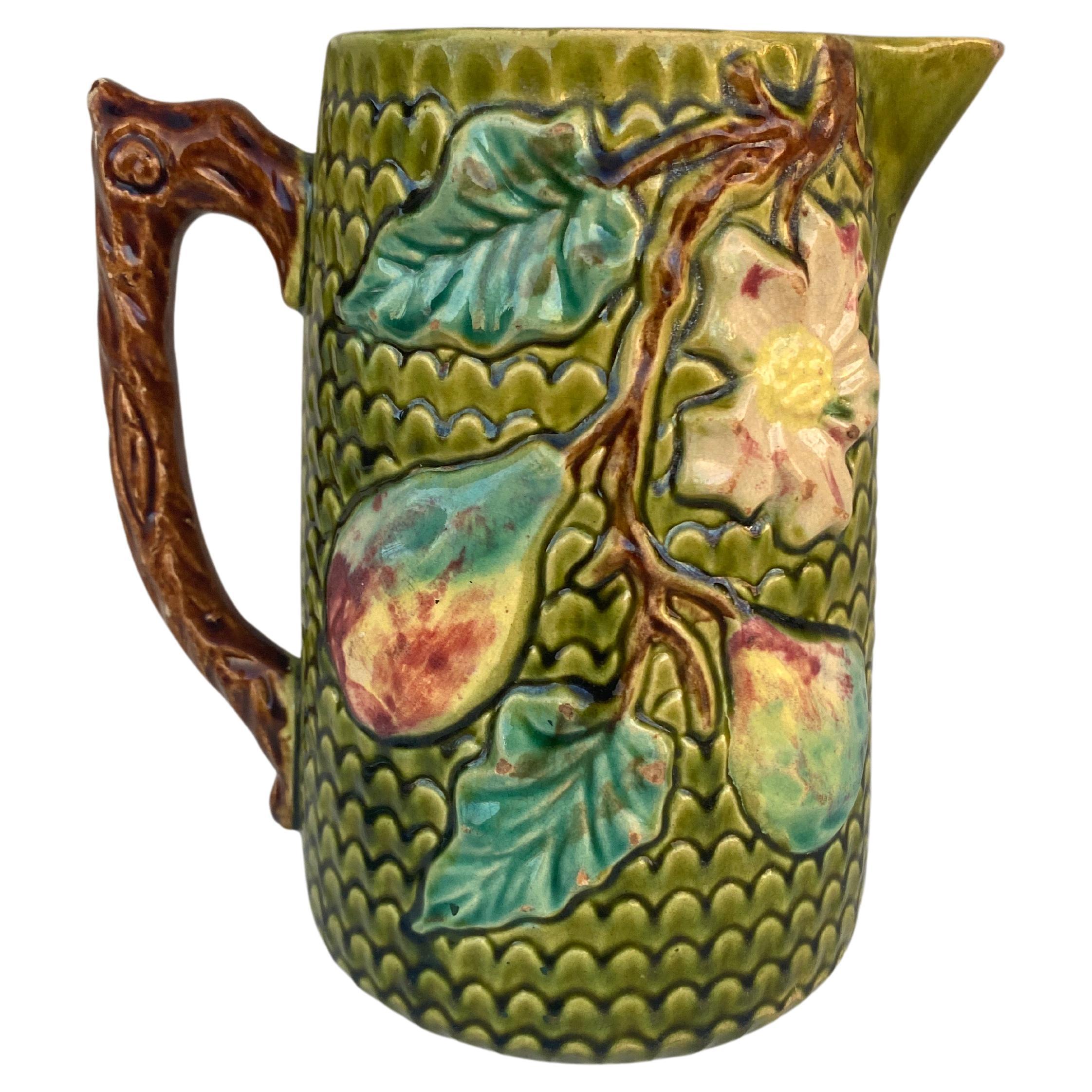 French Majolica Pears Pitcher Orchies, circa 1890 For Sale