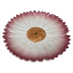 French Majolica Pink Daisy Plate, circa 1950