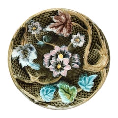 French Majolica Pink Flowers Salins, circa 1880