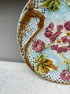 Französische Majolika Rosa Blumen Salins, um 1890