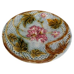 French Majolica Pink Flowers Salins, circa 1890