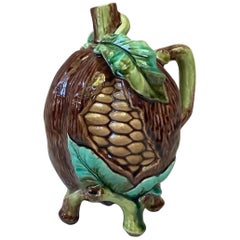 Antique French Majolica Pitcher Cocoa Bean, circa 1880
