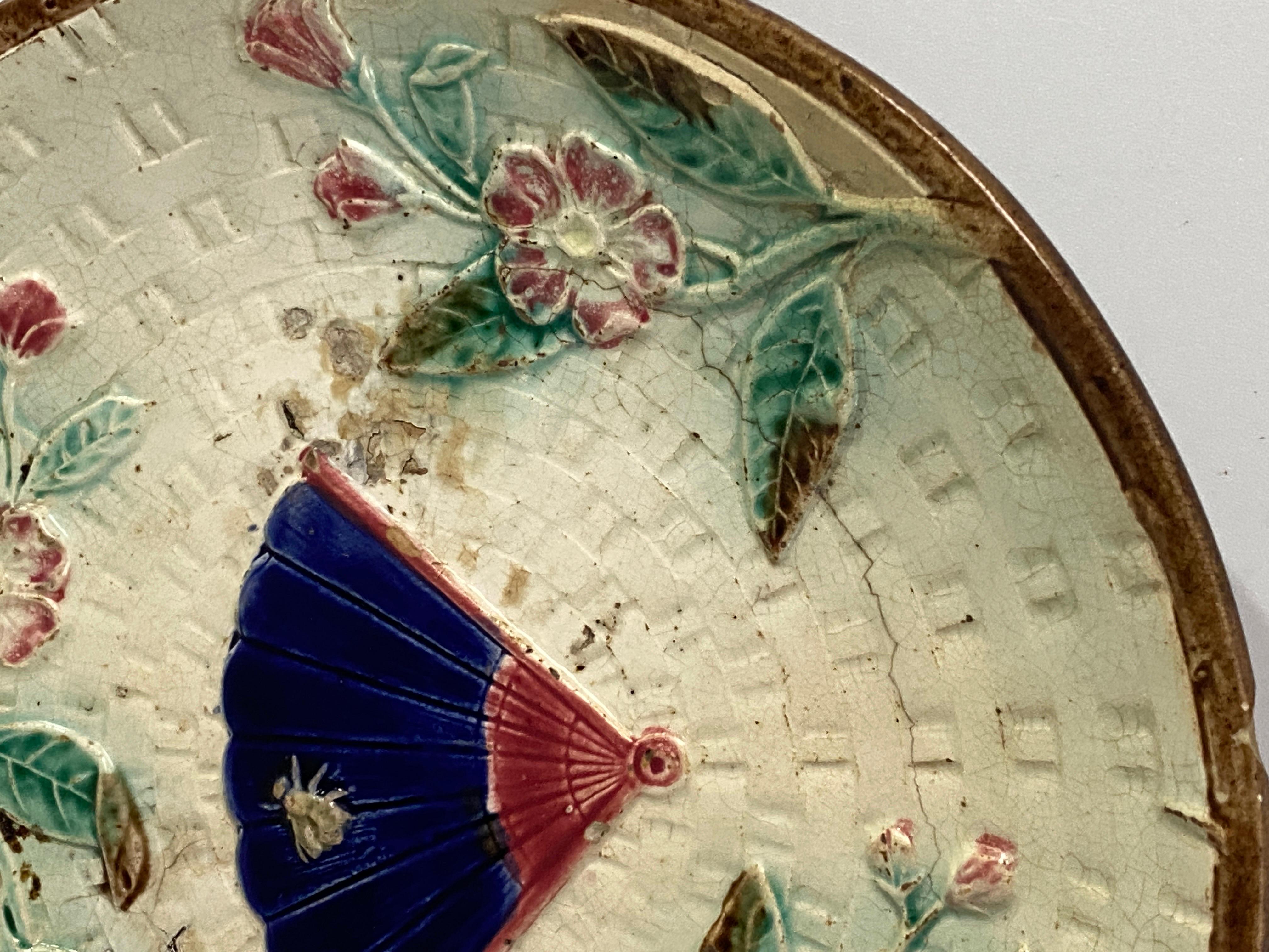French Provincial French Majolica Plate, 19th Century, Ceramic For Sale
