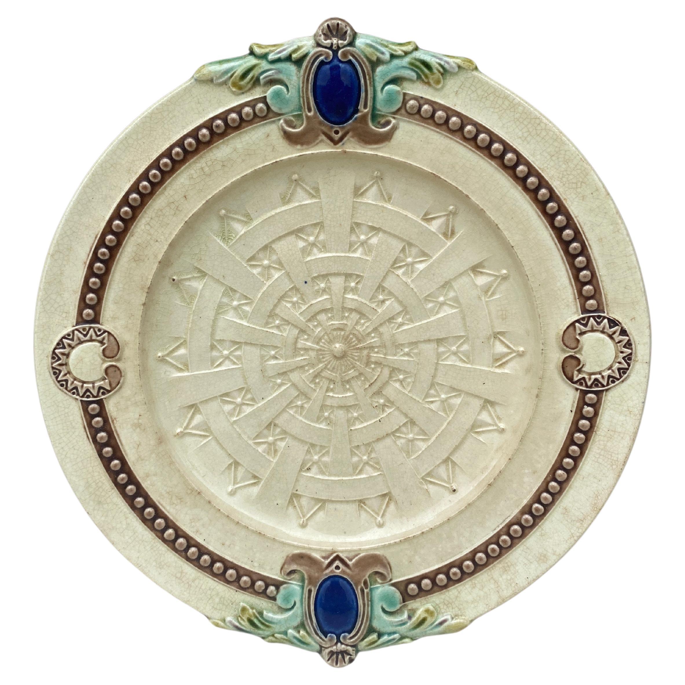 French Majolica Plate, Circa 1890 For Sale
