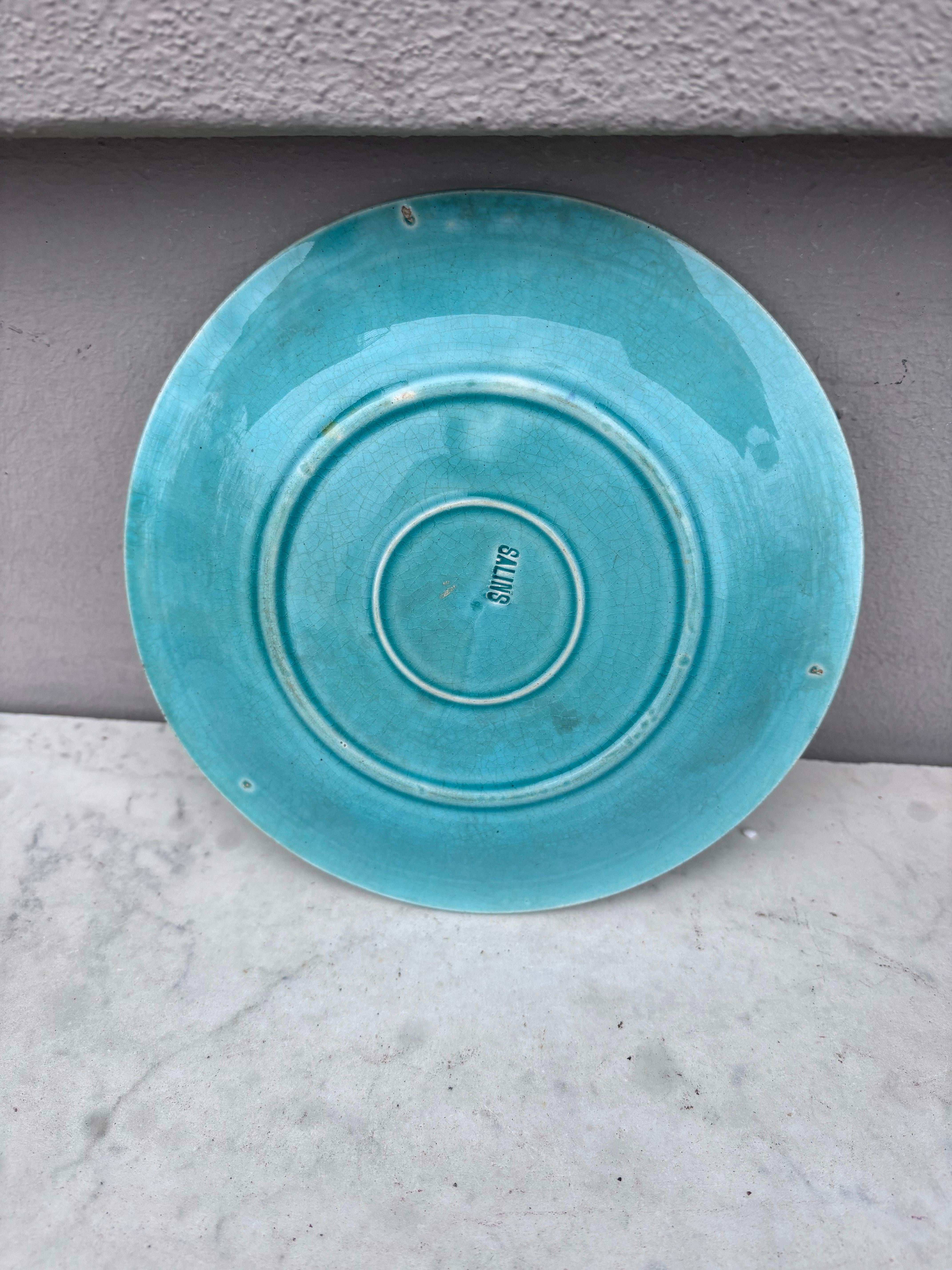 Country Piatto in maiolica francese Fruits Salins, 1890 circa in vendita