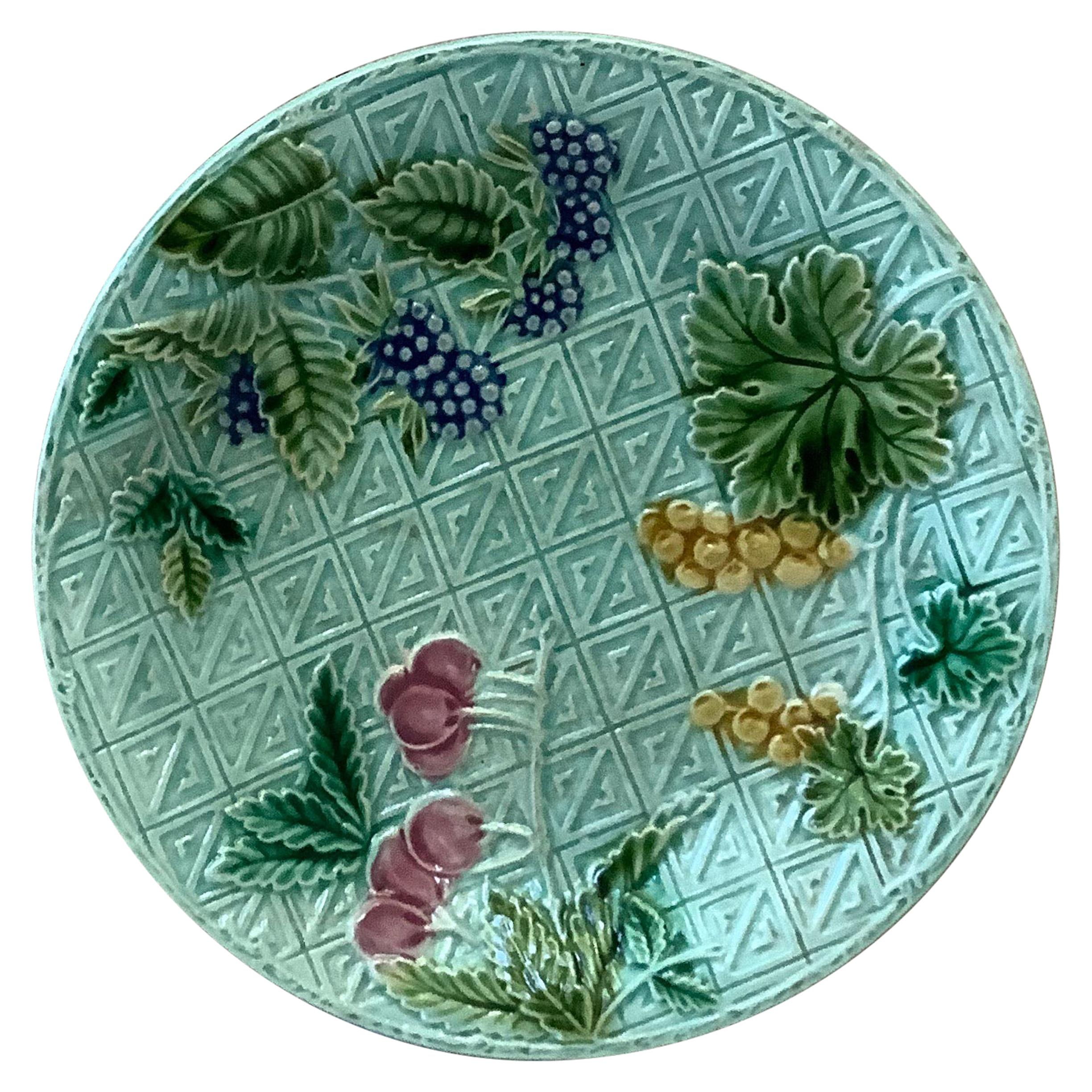 French Majolica Plate Fruits Salins, circa 1890