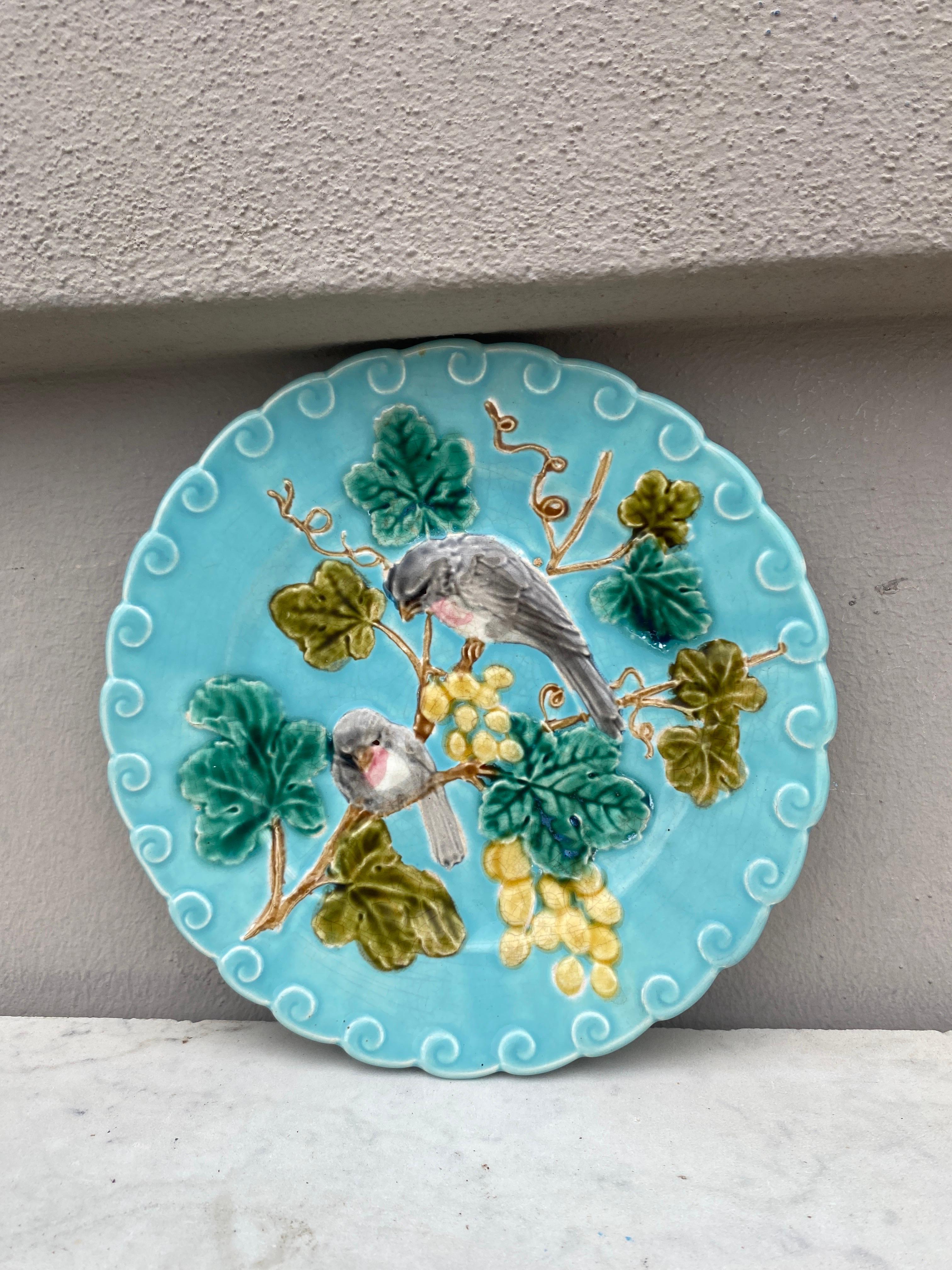 Late 19th Century French Majolica Plate Onnaing, Circa 1890 For Sale