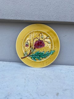 French Majolica Poppy Plate Luneville, circa 1880