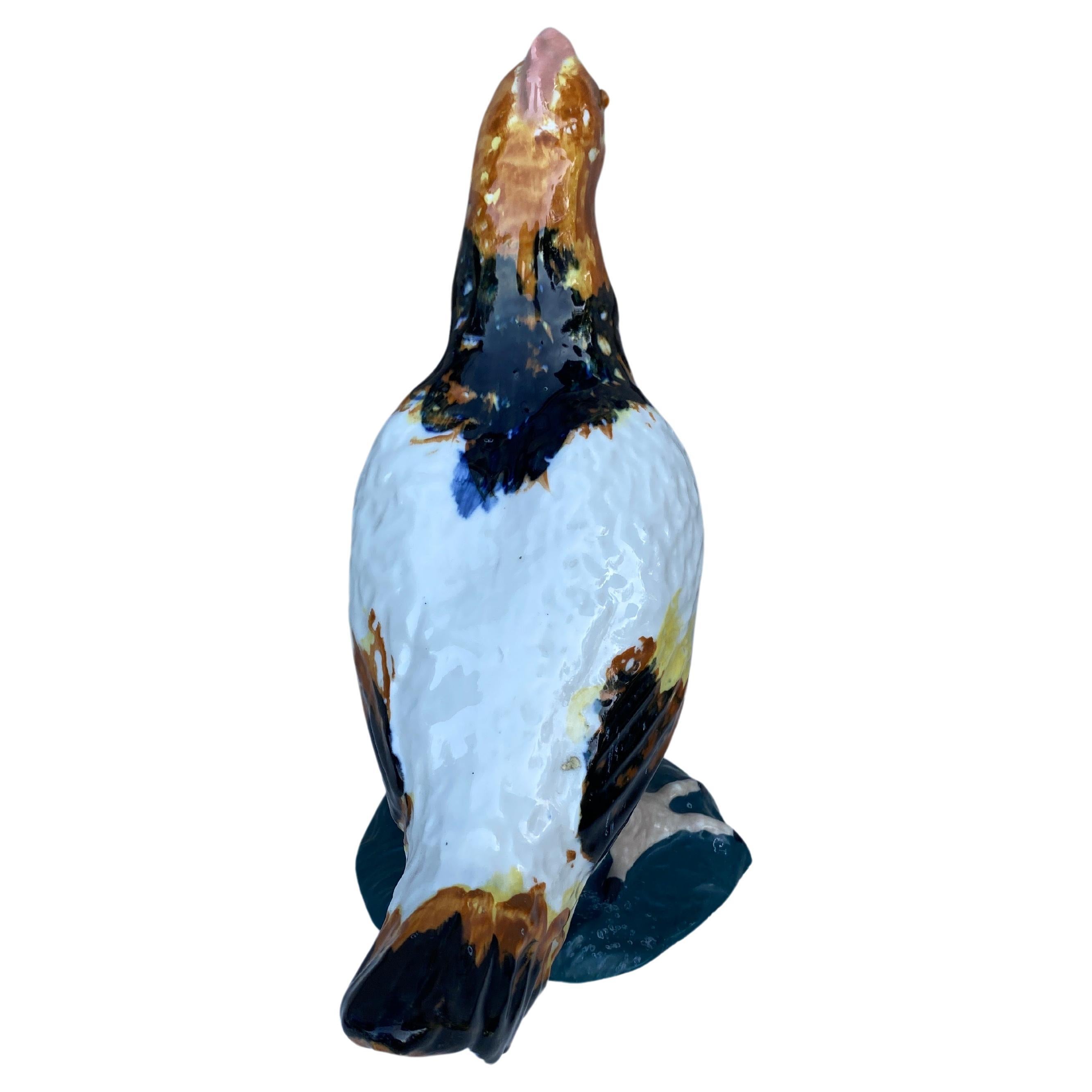 Mid-20th Century French Majolica Porcelain Hen Circa 1930 For Sale