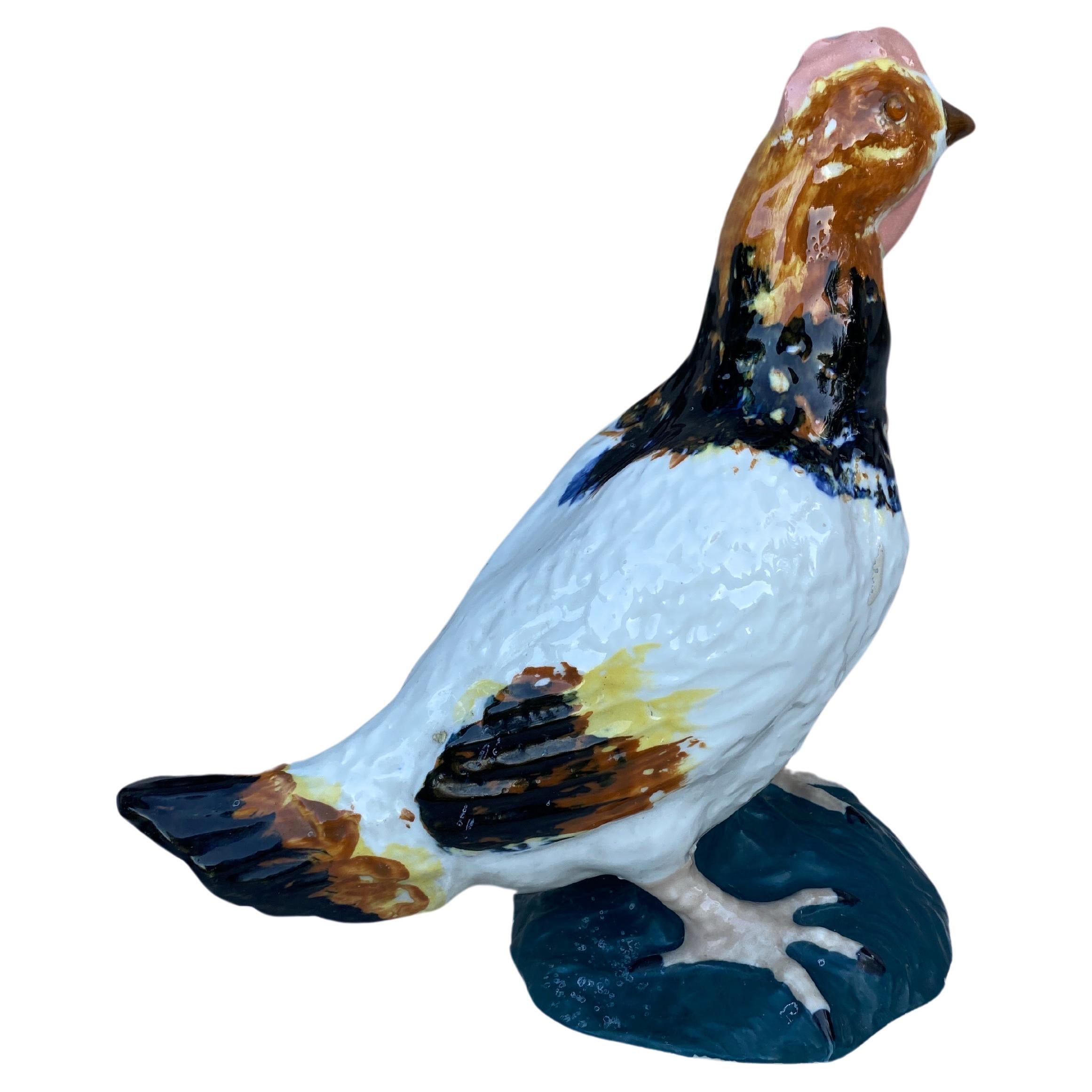 French Majolica Porcelain Hen Circa 1930 For Sale 1