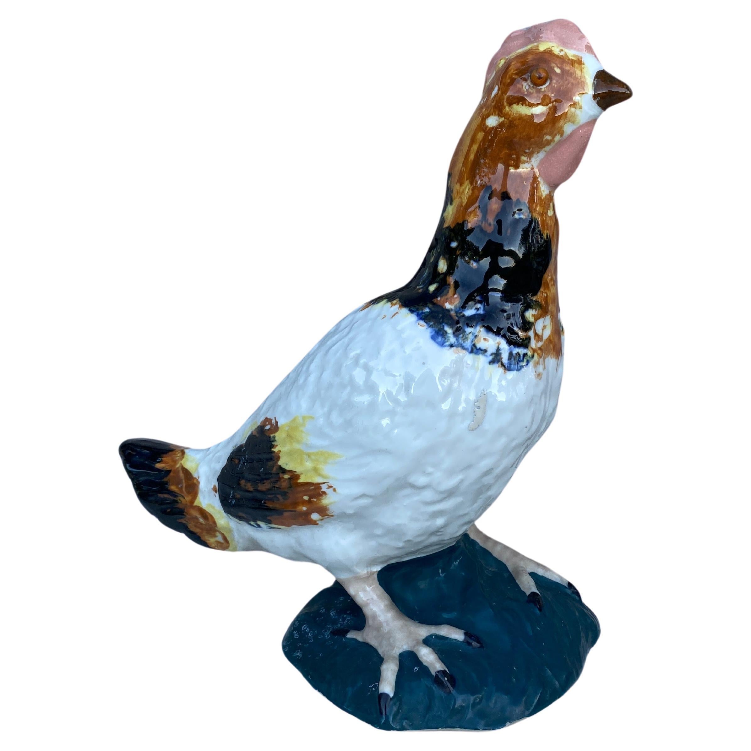 French Majolica Porcelain Hen Circa 1930