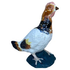 Vintage French Majolica Porcelain Hen Circa 1930