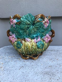 French Majolica Pumpkin Jardiniere Onnaing, circa 1890