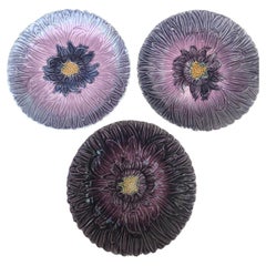 French Majolica Purple Daisy Plate Orchies, circa 1890