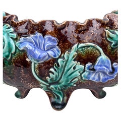 French Majolica Purple Flowers Jardinière, circa 1880