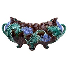 French Majolica Purple Flowers Jardinière, circa 1880