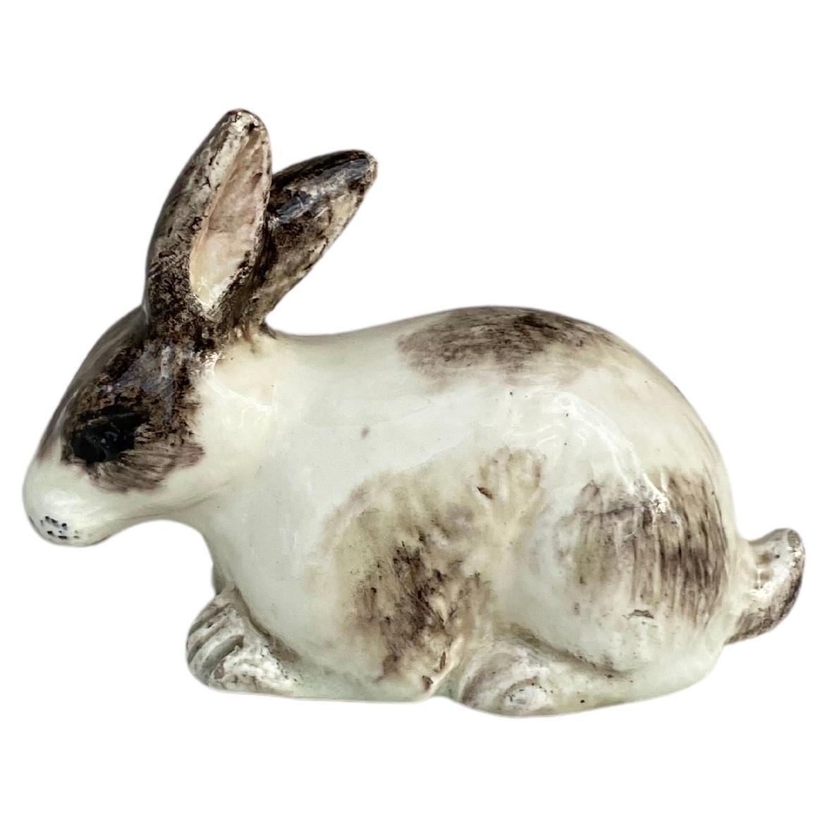 Small French Majolica Rabbit signed Delphin Massier, circa 1890.