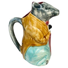 Used French Majolica Rat Pitcher Poet Laval, circa 1900