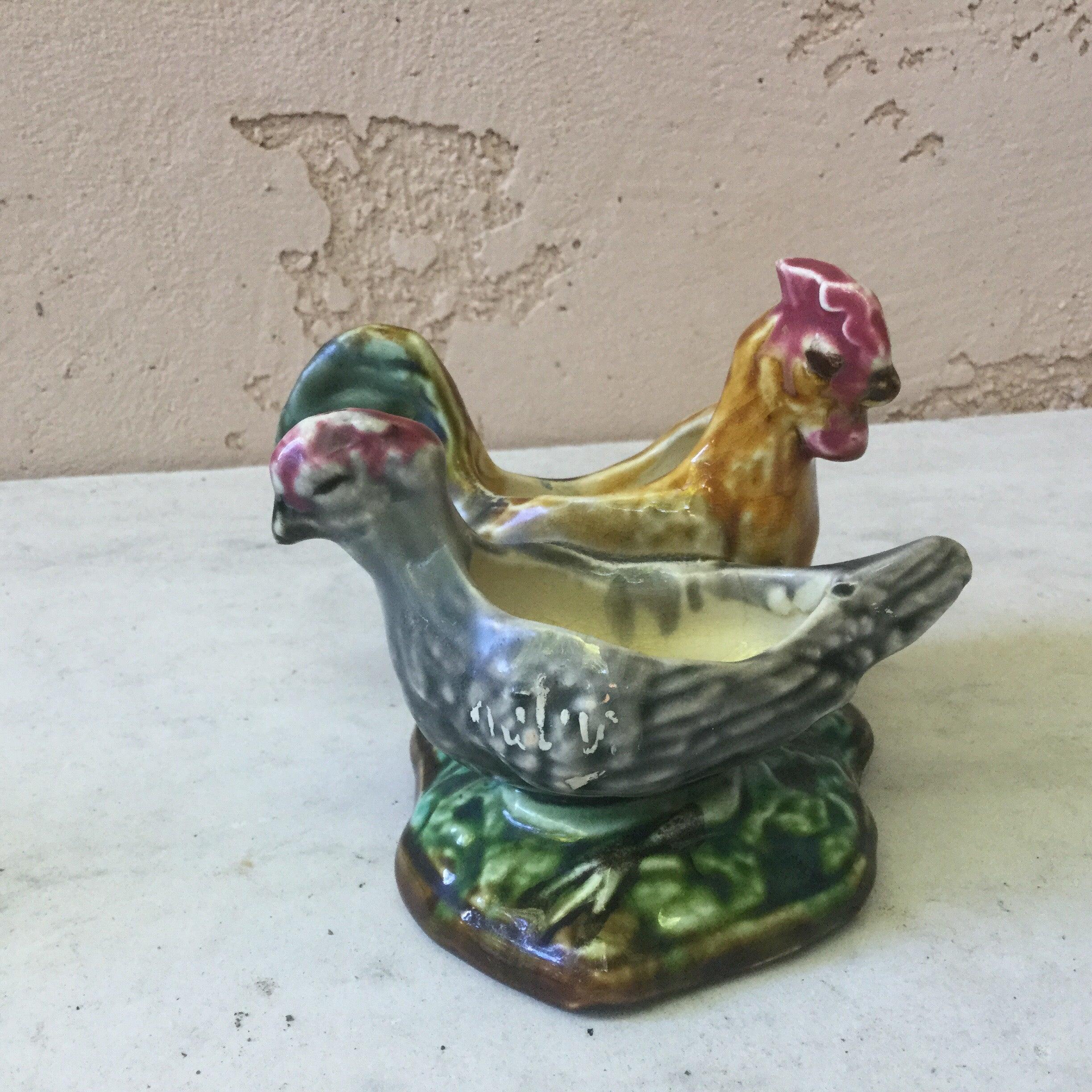 French Majolica Rooster Pitcher Orchies, circa 1890 For Sale 3