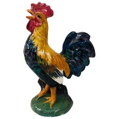French Majolica Rooster Vase Vallauris, circa 1920