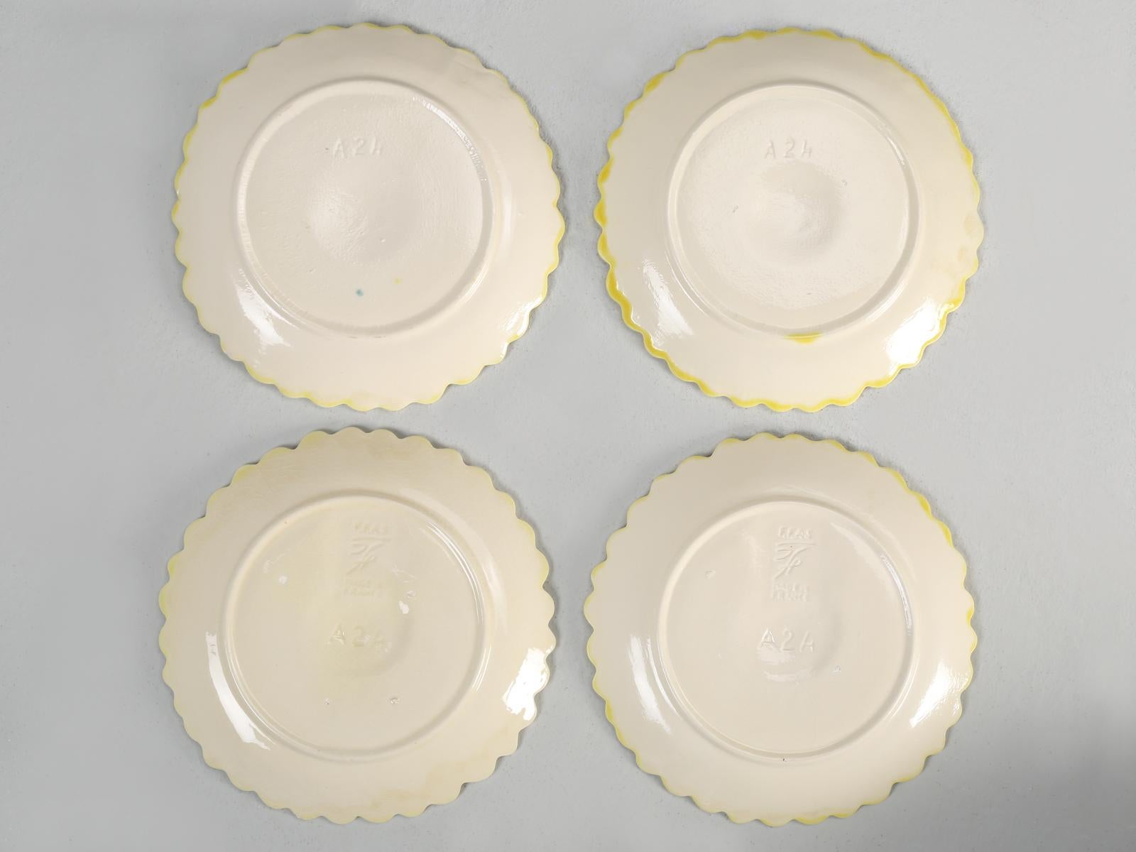 French Majolica Salad or Dessert Plates, Sunflower Pattern 4