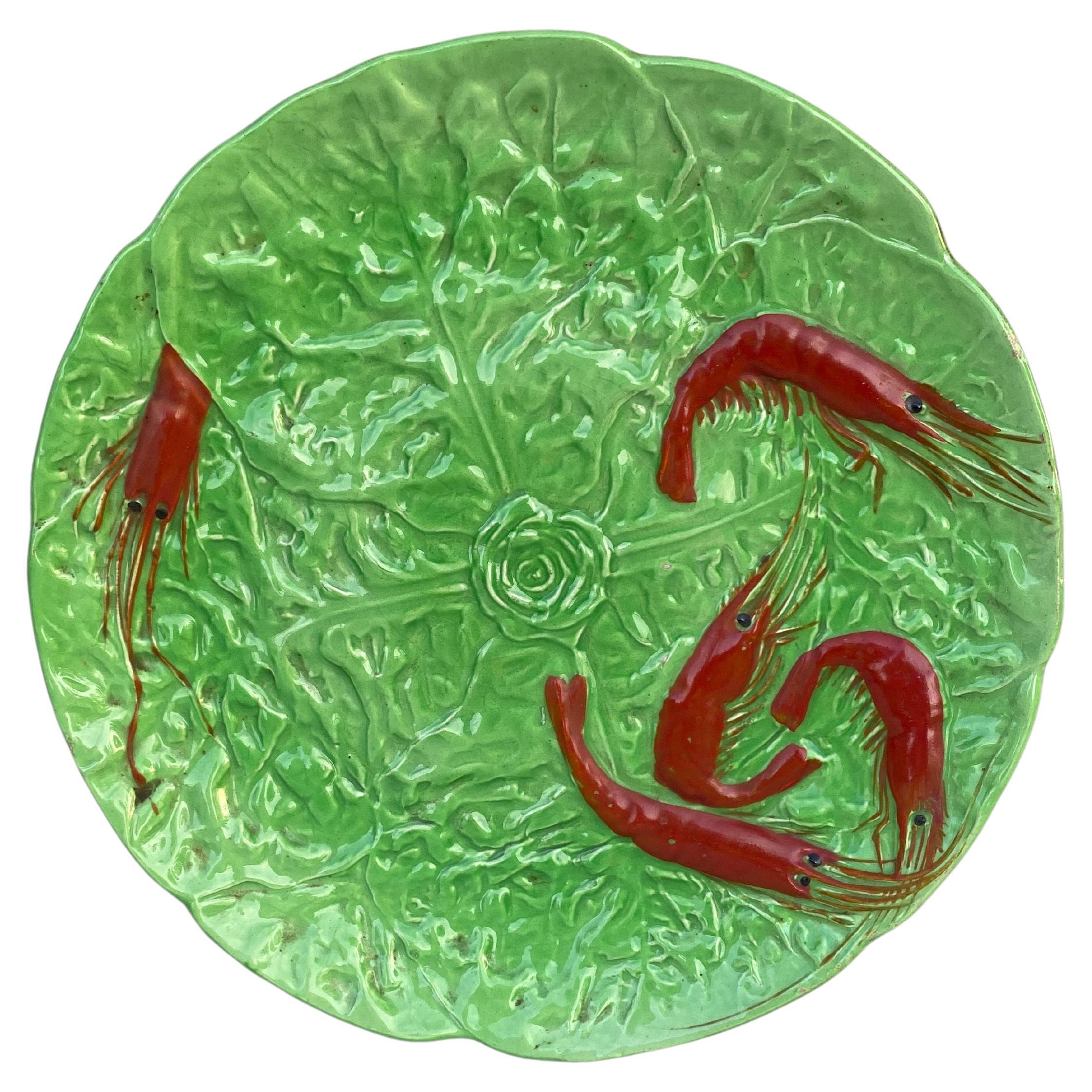 French Majolica Shrimp Plate Choisy Le Roi Circa 1930