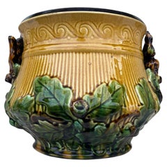 French Majolica Squirrel Cache Pot , circa 1890