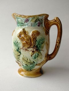 French Majolica Squirrel Pitcher Onnaing, circa 1880