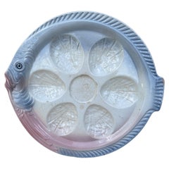 French Majolica Starfish Oyster Plate Digoin Sarreguemines Circa 1920