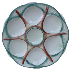 French Majolica Starfish Oyster Plate Digoin Sarreguemines Circa 1920