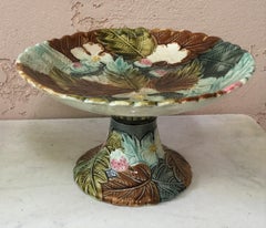 French Majolica Strawberries Comport, circa 1880