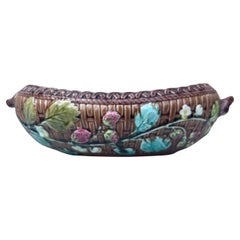 French Majolica Strawberries Jardiniere Luneville, circa 1880