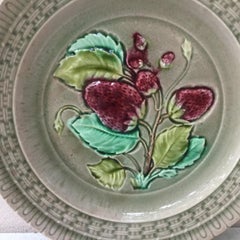 French Majolica Strawberries Plate Luneville, circa 1880