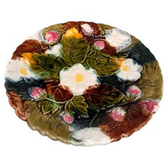 French Majolica Strawberries Plate Orchies, circa 1890