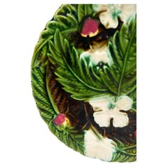 French Majolica Strawberries Plate Orchies, circa 1890