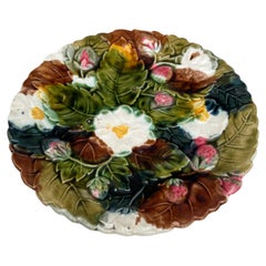 French Majolica Strawberries Plate Orchies, circa 1890