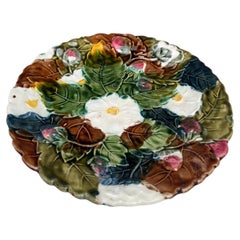 French Majolica Strawberries Plate Orchies, circa 1890