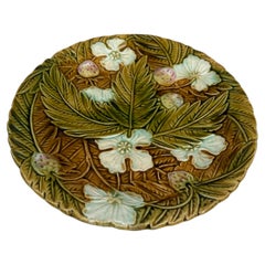 French Majolica Strawberries Plate Orchies, circa 1890