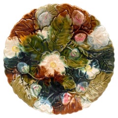 French Majolica Strawberries Plate Orchies, circa 1890