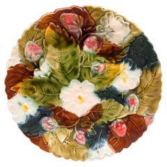 French Majolica Strawberries Plate Orchies, circa 1890