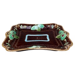 French Majolica Strawberries Platter Sarreguemines, circa 1870
