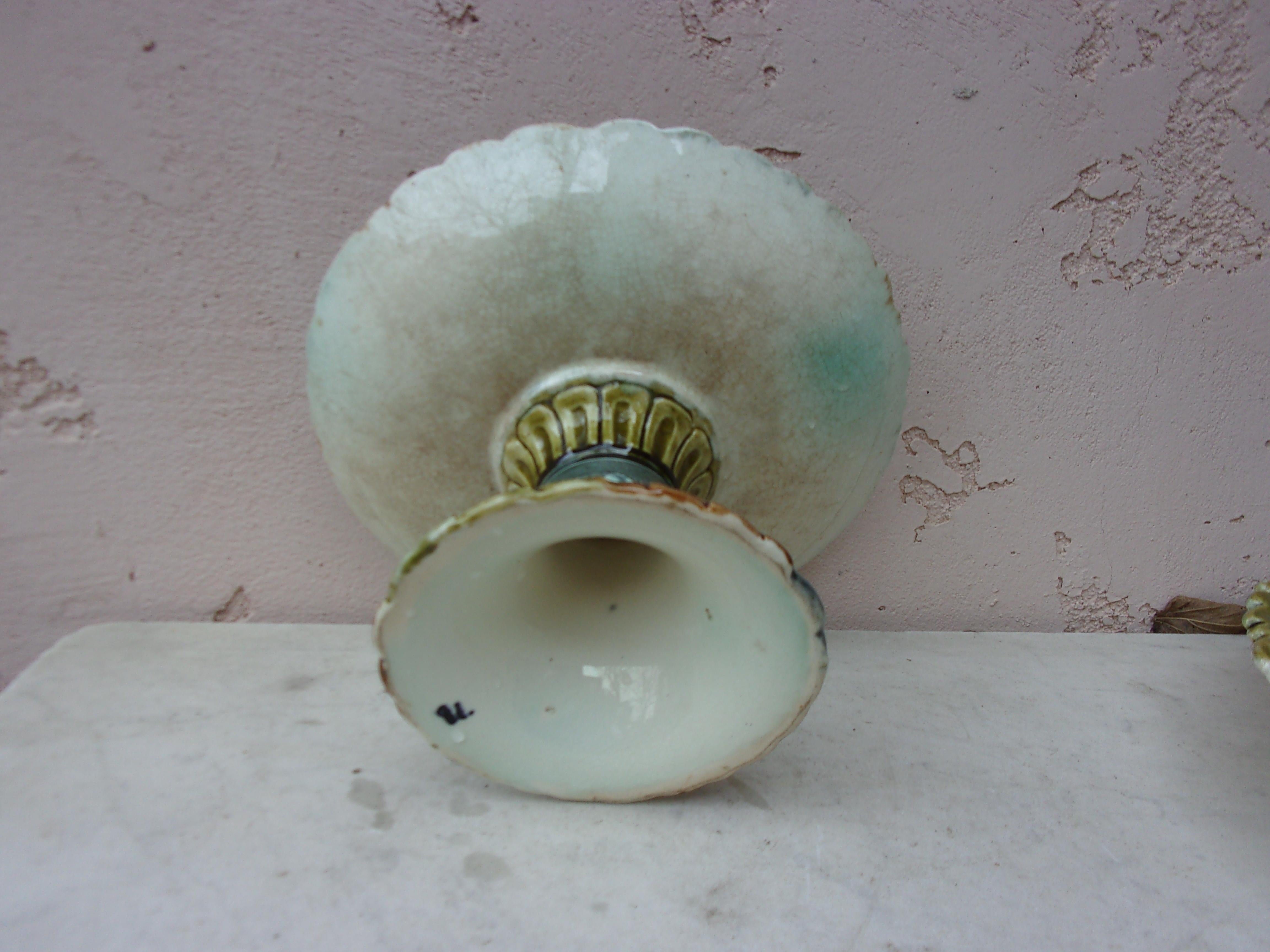 Late 19th Century French Majolica Strawberry Orchies Cake Stand, circa 1880