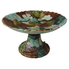French Majolica Strawberry Orchies Cake Stand, circa 1880