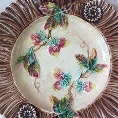 French Majolica Strawberry Wall Plate, circa 1890