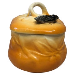 French Majolica Sugar Bowl with Cicada Sicard circa 1950
