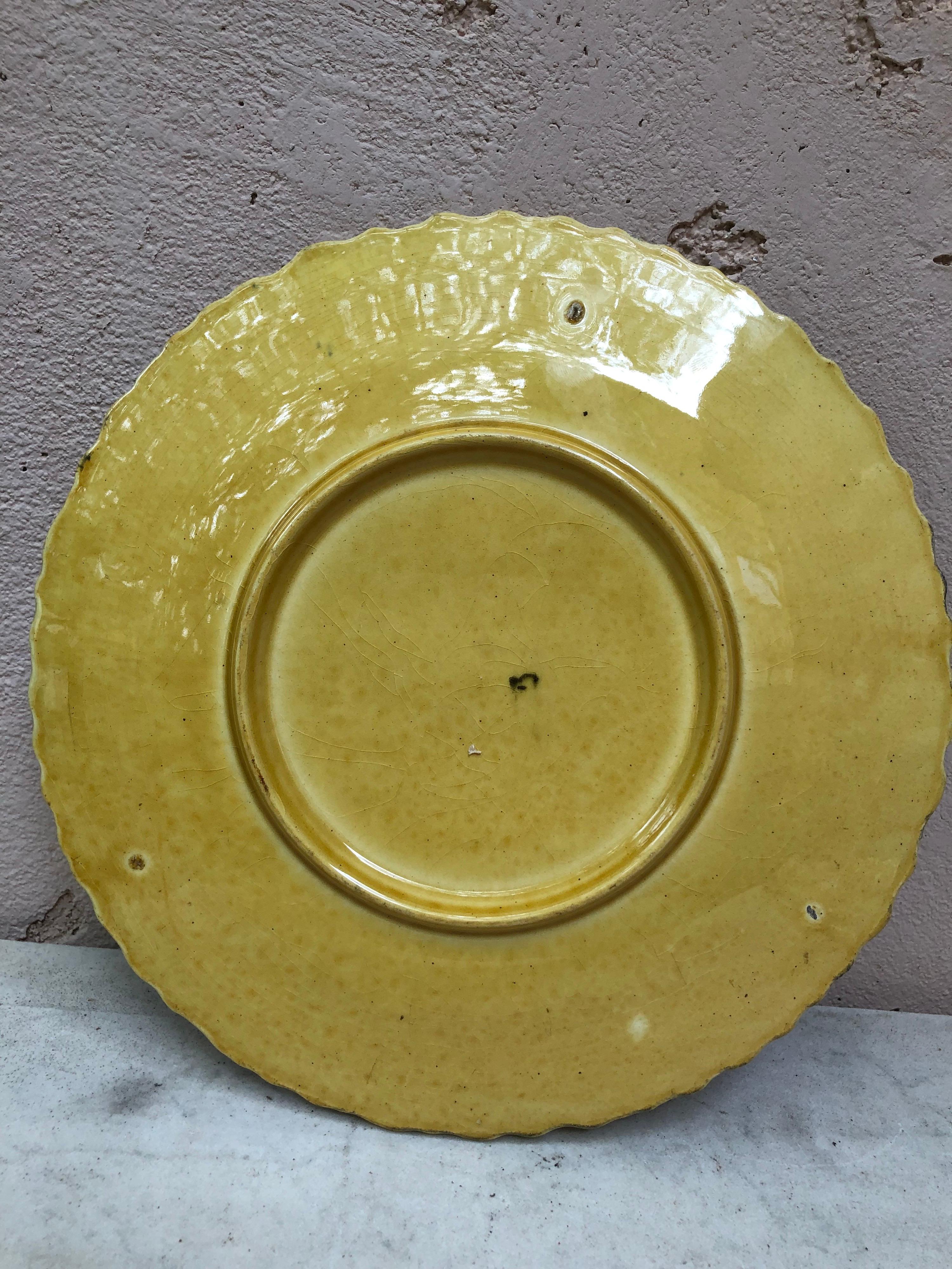 Late 19th Century French Majolica Sun Wall Plate, circa 1880 For Sale