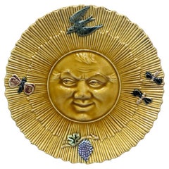 French Majolica Sun Wall Plate, circa 1880
