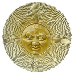 French Majolica Sun Wall Plate, circa 1880