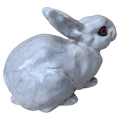 French Majolica Terracotta Rabbit Bavent Circa 1900