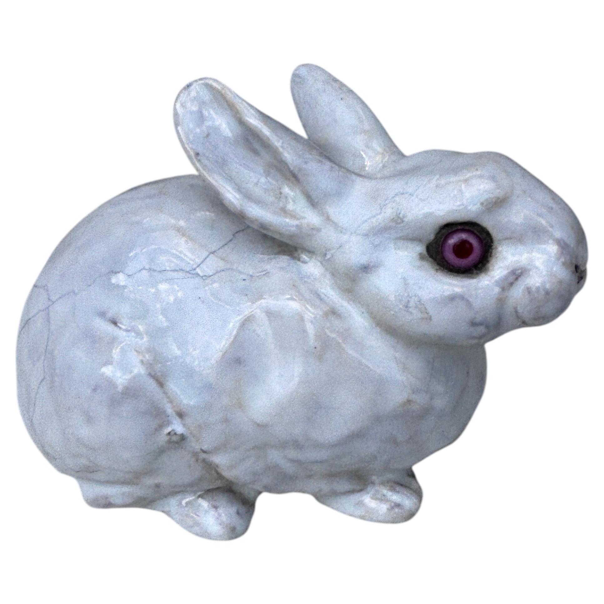French Majolica Terracotta Rabbit Bavent Circa 1900
